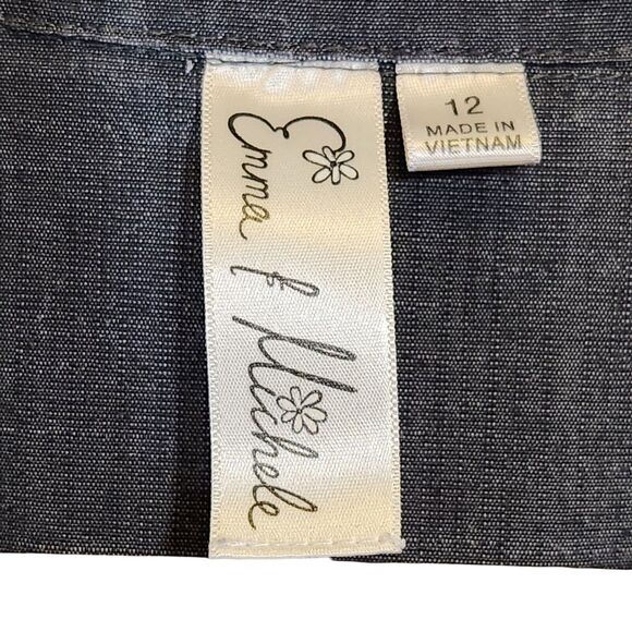 Emma and Michele Gray Sleeveless Denim Button Up Collared Dress, Women's Size 12 - Picture 3 of 5